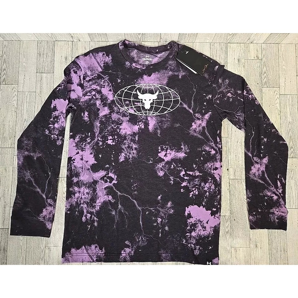 Under Armour T-Shirt XL Project Rock Long Sleeve Boys Youth Tee Purple NEW